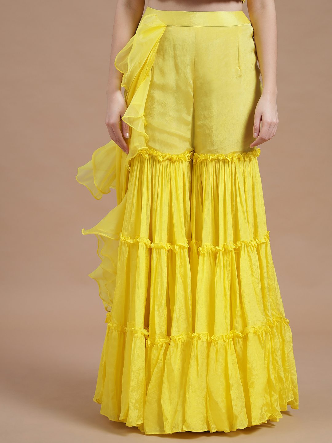 Hiba Yellow Drape Sharara