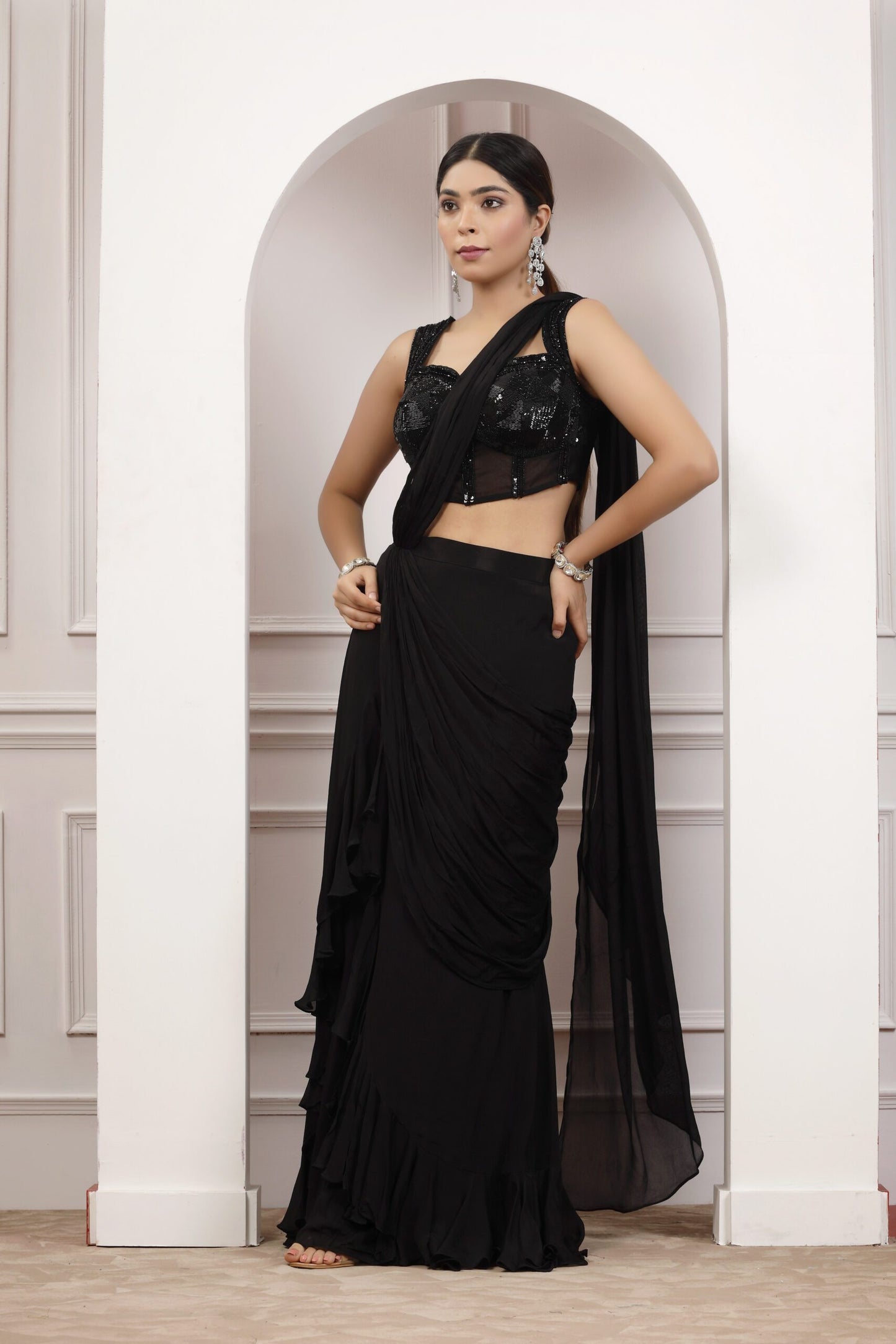 Laila Black Drape Saree