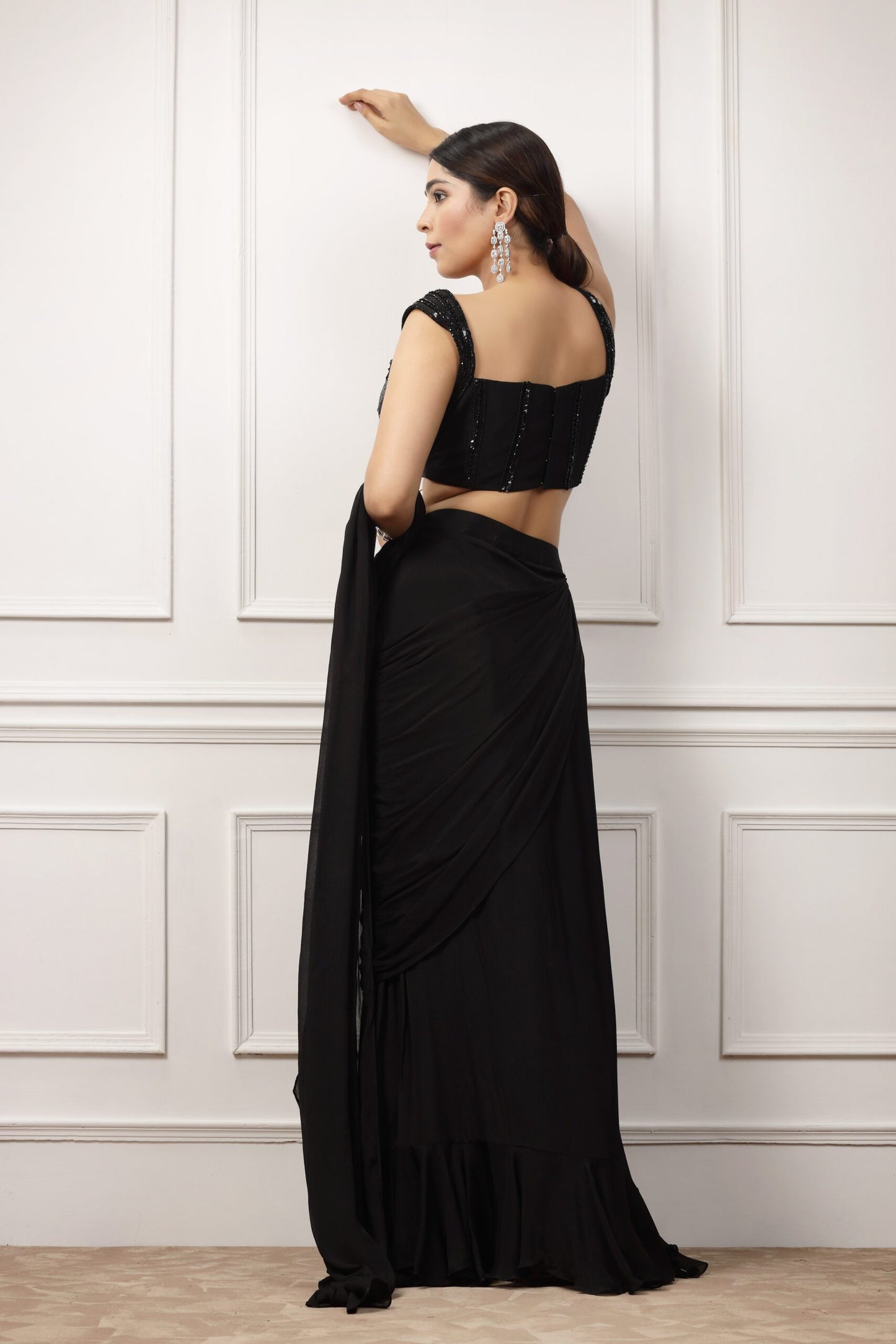 Laila Black Drape Saree