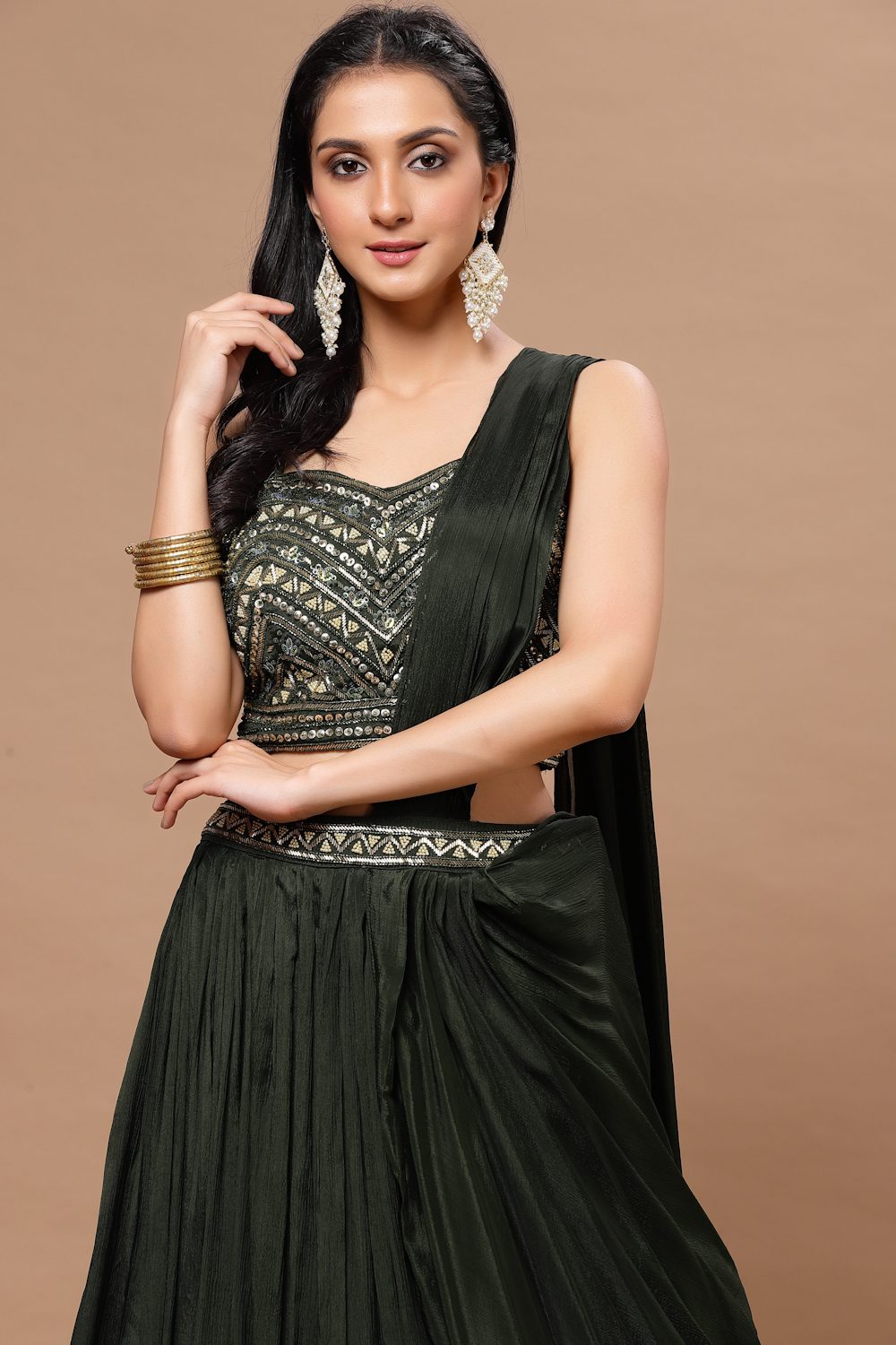 Nima Deep Green Lehenga